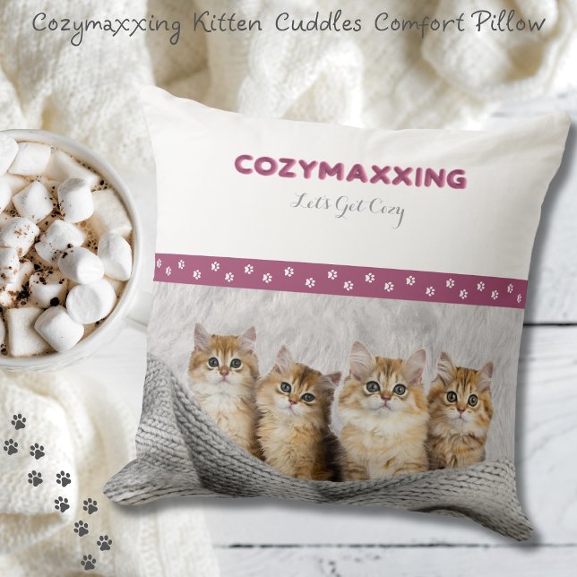 Cozymaxxing Kitten Cuddles Comfort Pillow Kissen (Invite heartwarming comfort into your space with the Cozymaxxing Kitten Cuddles Throw Pillow)