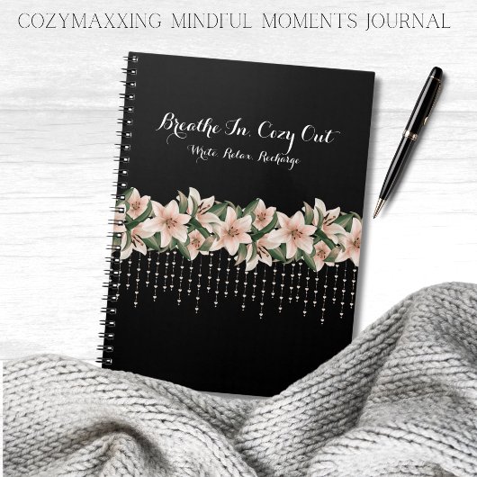Cozymaxxing Mindful Moments Journal Black & Floral Notizblock