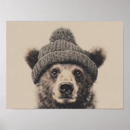 Cozzy Bär in Beanie - Süßes Wintertier  Poster