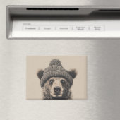 Cozzy Bear mit Beanie - Süßes Wintertier Magnet (In Situ (Geschirrspüler))