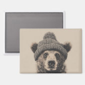 Cozzy Bear mit Beanie - Süßes Wintertier Magnet (Vorderseite/Rückseite)