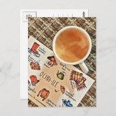 Cozzy Fall Cup of Espresso Coffee Postcard Postkarte (Vorne/Hinten)