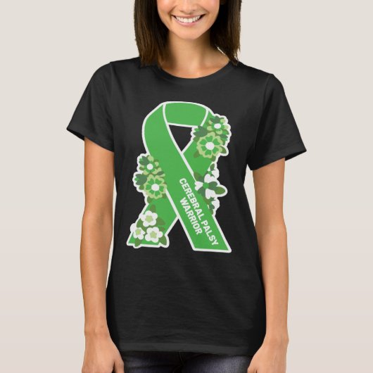 CP Green Ribbon and Flowers Women s Cerebral Palsy T-Shirt (Vorderseite)