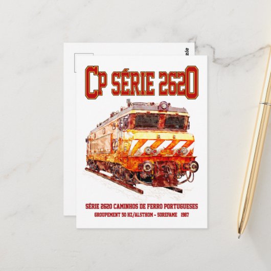 CP Serie 2620 Elektrische Lokomotive. Nez-Casse Lo Postkarte (Vorderseite/Rückseite Beispiel)