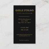 CPA Accountant Black Gold Photo  Visitenkarte (Rückseite)