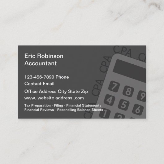 CPA Accountant Financial Business Cards Visitenkarte (Vorderseite)