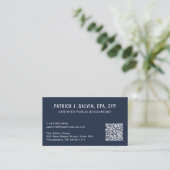 CPA-Buchhalter Blaue QR-Code Visitenkarte (Stehend Vorderseite)