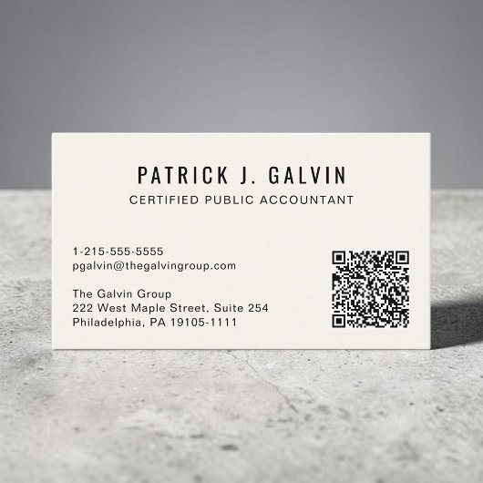 CPA-Buchhalter QR-Code Creme Visitenkarte