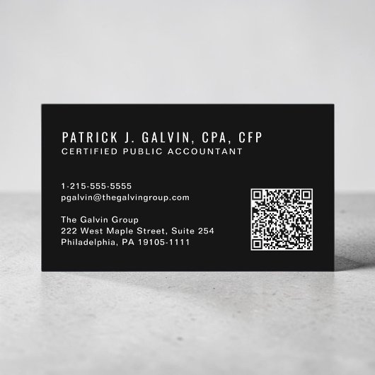 CPA-Buchhalter-QR-Code Schwarz Visitenkarte