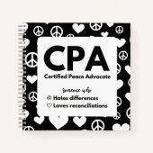 CPA Certified Peace Advocate Notebook Notizblock (Vorderseite)