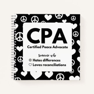 CPA Certified Peace Advocate Notebook Notizblock