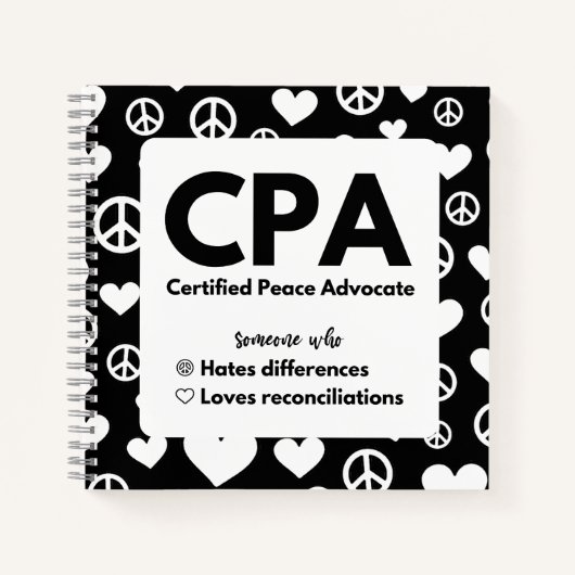 CPA Certified Peace Advocate Notebook Notizblock (Vorderseite)