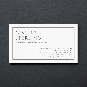 CPA Luxus Minimalistisch Schwarz Weiß Visitenkarte