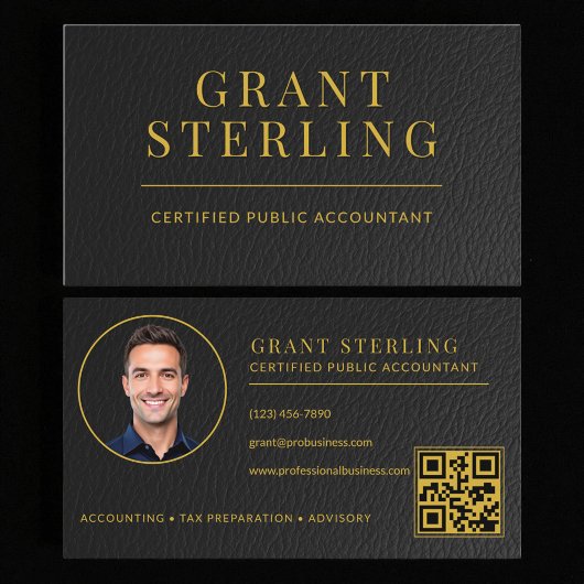 CPA Steuerberater Buchhalter Kunstleder QR-Code Visitenkarte