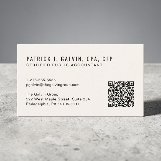 CPA-Steuerberater QR-Code Creme Visitenkarte