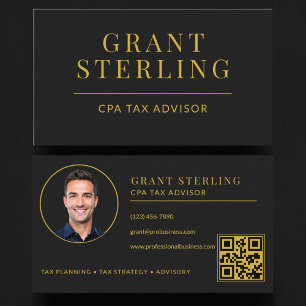 CPA Steuerberater QR-Code Schwarz Gold Visitenkarte