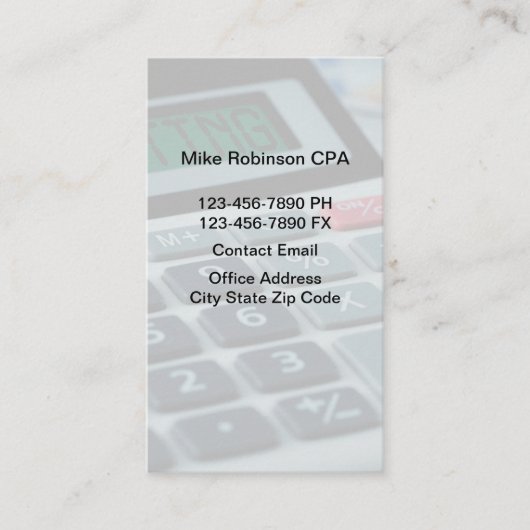 CPA-Visitenkarten für einfache Buchhalter Visitenkarte (Vorderseite)
