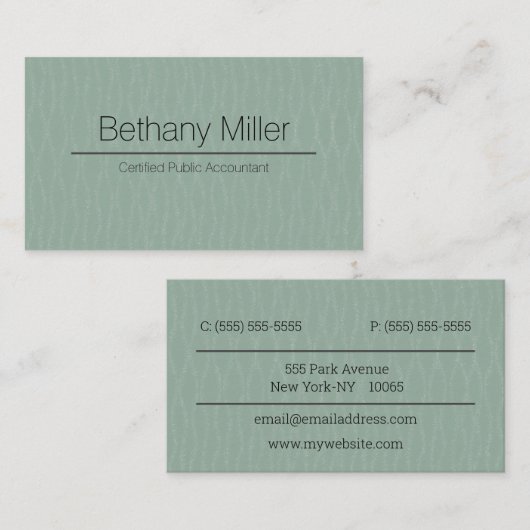 CPA-Vorlage für grün und silber Visitenkarte (Vorne/Hinten)