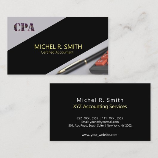 CPA Wirtschaftsprüfer mit Rechner Pen Visitenkarte (Vorne/Hinten)