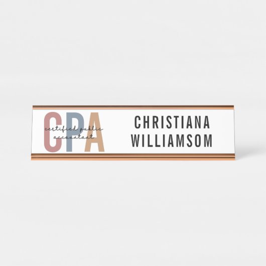 CPA zertifizierter öffentlicher Wirtschaftsprüfer Schreibtischnamensplakette (Vorderseite )