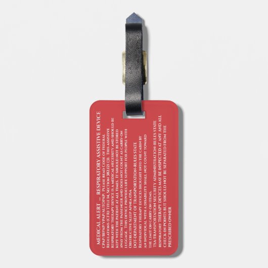 CPAP-Maschinenkarte Gepäckanhänger (Rückseite vertikal)