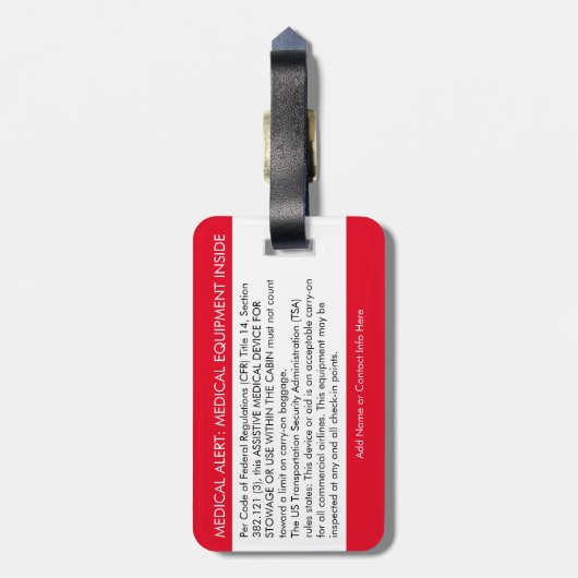 CPAP oder medizinische Warnmeldung auf dem Gepäcka Gepäckanhänger (Rückseite vertikal)
