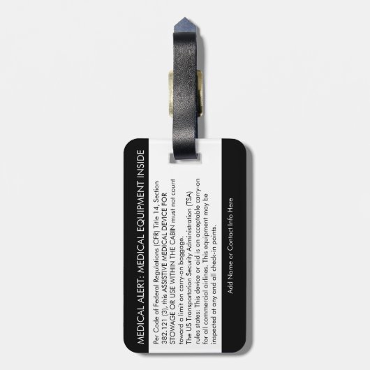 CPAP oder medizinische Warnmeldung auf dem Gepäcka Gepäckanhänger (Rückseite vertikal)