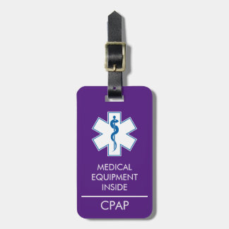 CPAP oder medizinische Warnmeldung auf dem Gepäcka Gepäckanhänger