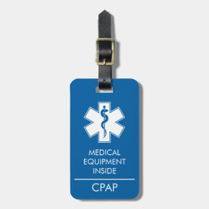 CPAP oder medizinische Warnmeldung auf dem Gepäcka Gepäckanhänger