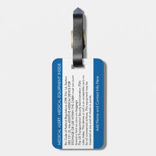 CPAP oder medizinische Warnmeldung auf dem Gepäcka Gepäckanhänger (Rückseite vertikal)