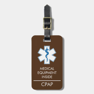 CPAP oder medizinische Warnmeldung auf dem Gepäcka Gepäckanhänger