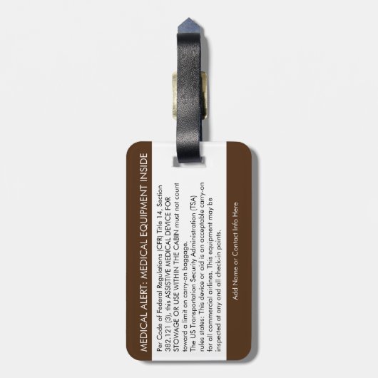 CPAP oder medizinische Warnmeldung auf dem Gepäcka Gepäckanhänger (Rückseite vertikal)