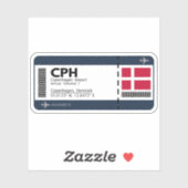 CPH Copenhagen Airport Boarding Pass - Reisen Aufkleber (Blatt)