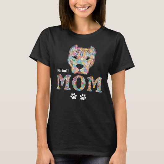 Cpitbulle Mama Hund Pit Bull Mutter Blume Rose Hau T-Shirt (Vorderseite)