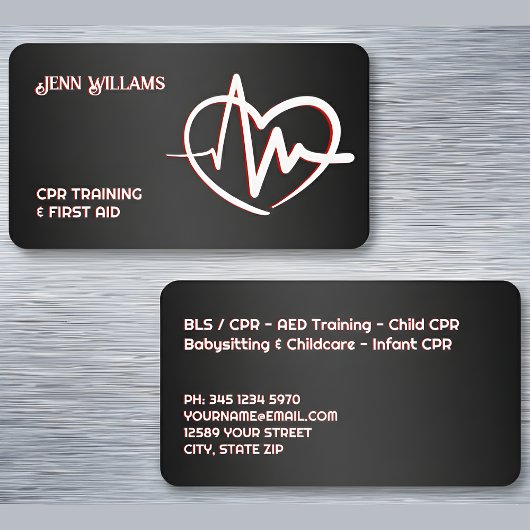 CPR Instructor Black Visitenkarte