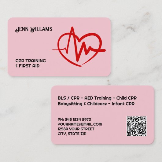 CPR Instructor Custom QR Visitenkarte (Vorne/Hinten)