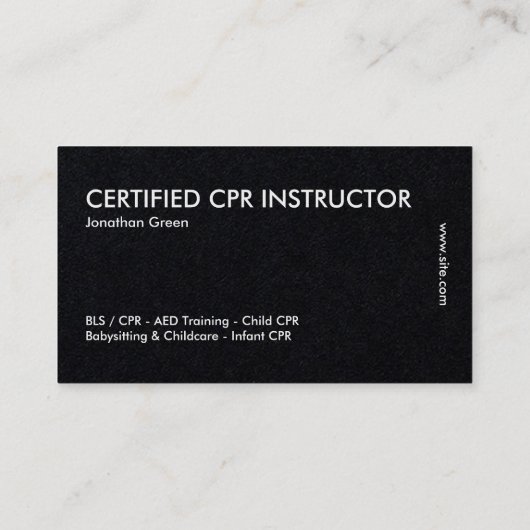 CPR-Instruktor für Gesundheit und Sicherheit Visitenkarte (Rückseite)