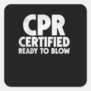 CPR-Zertifizierter männlicher Krankenpflegeschüler Quadratischer Aufkleber