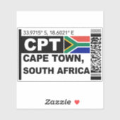 CPT Cape Town Bordkarte - Südafrika Reise Aufkleber (Blatt)