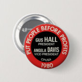 CPUSA WahlGus 1980 Hall/Angela Davis-Knopf Button (Vorne & Hinten)