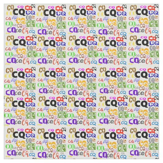 CQ Farbige Ham Radio Fabric Small Tiles Stoff (Nahaufnahme)