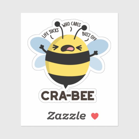 Cra-bee Funny Crabby Bee Pun Aufkleber (Blatt)