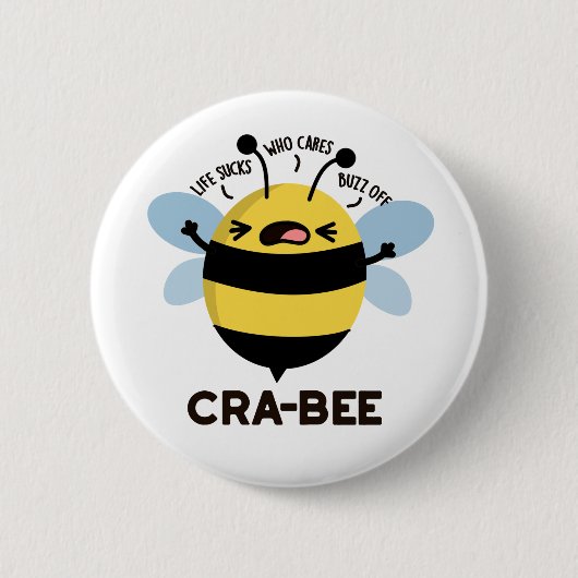 Cra-bee Funny Crabby Bee Pun Button (Vorderseite)