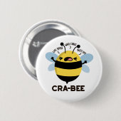 Cra-bee Funny Crabby Bee Pun Button (Vorne & Hinten)