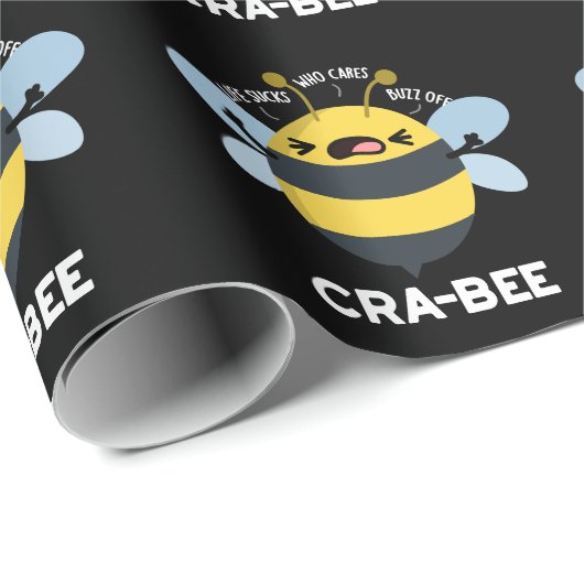 Cra bee Funny Crabby Bee Pun Dark BG Geschenkpapier (Rolleneckpunkt)