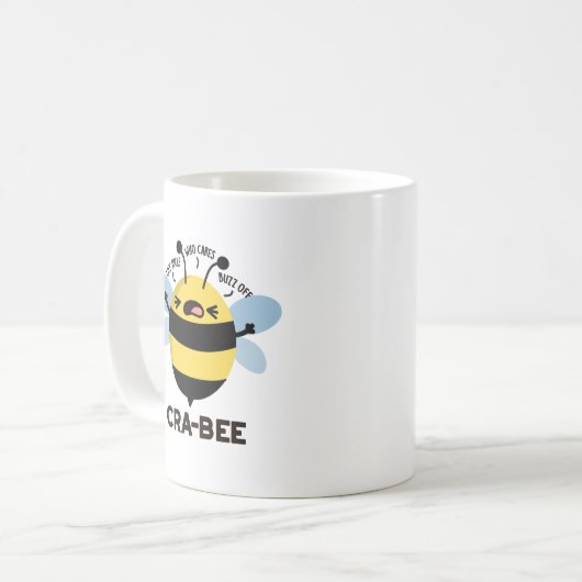 Cra-bee Funny Crabby Bee Pun Kaffeetasse (Vorderseite Links)