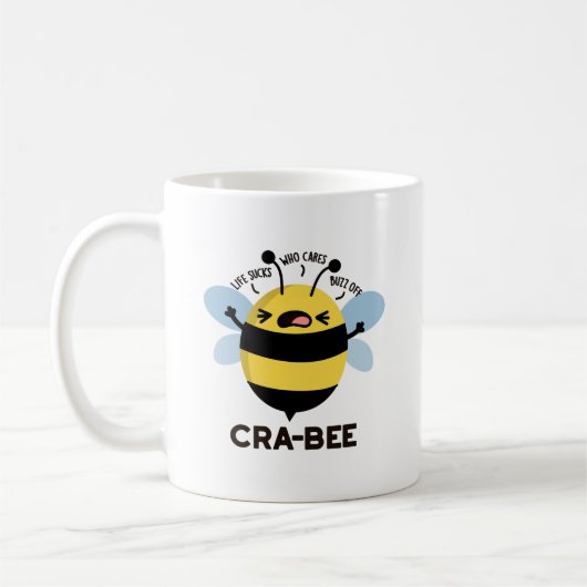Cra-bee Funny Crabby Bee Pun Kaffeetasse (Links)