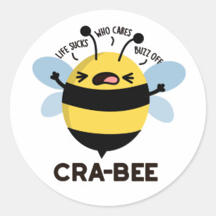 Cra-bee Funny Crabby Bee Pun Runder Aufkleber