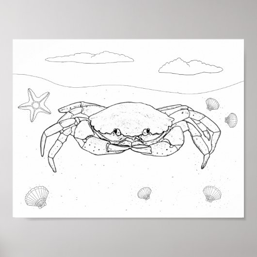 Crab Adult Coloring Poster (Vorne)
