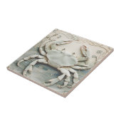 Crab Art Nouveau Imitats Relief White & Minze Past Fliese (Seite)